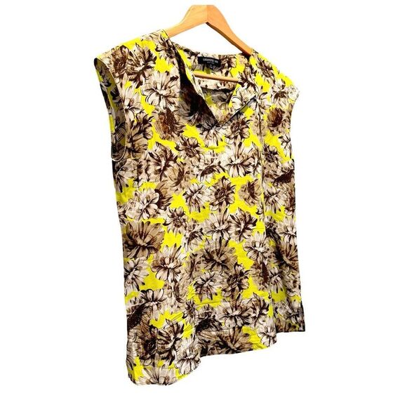 Lafayette 148 Women's Floral Silk Blouse V-Neck Short Sleeve Small - Picture 3 of 10